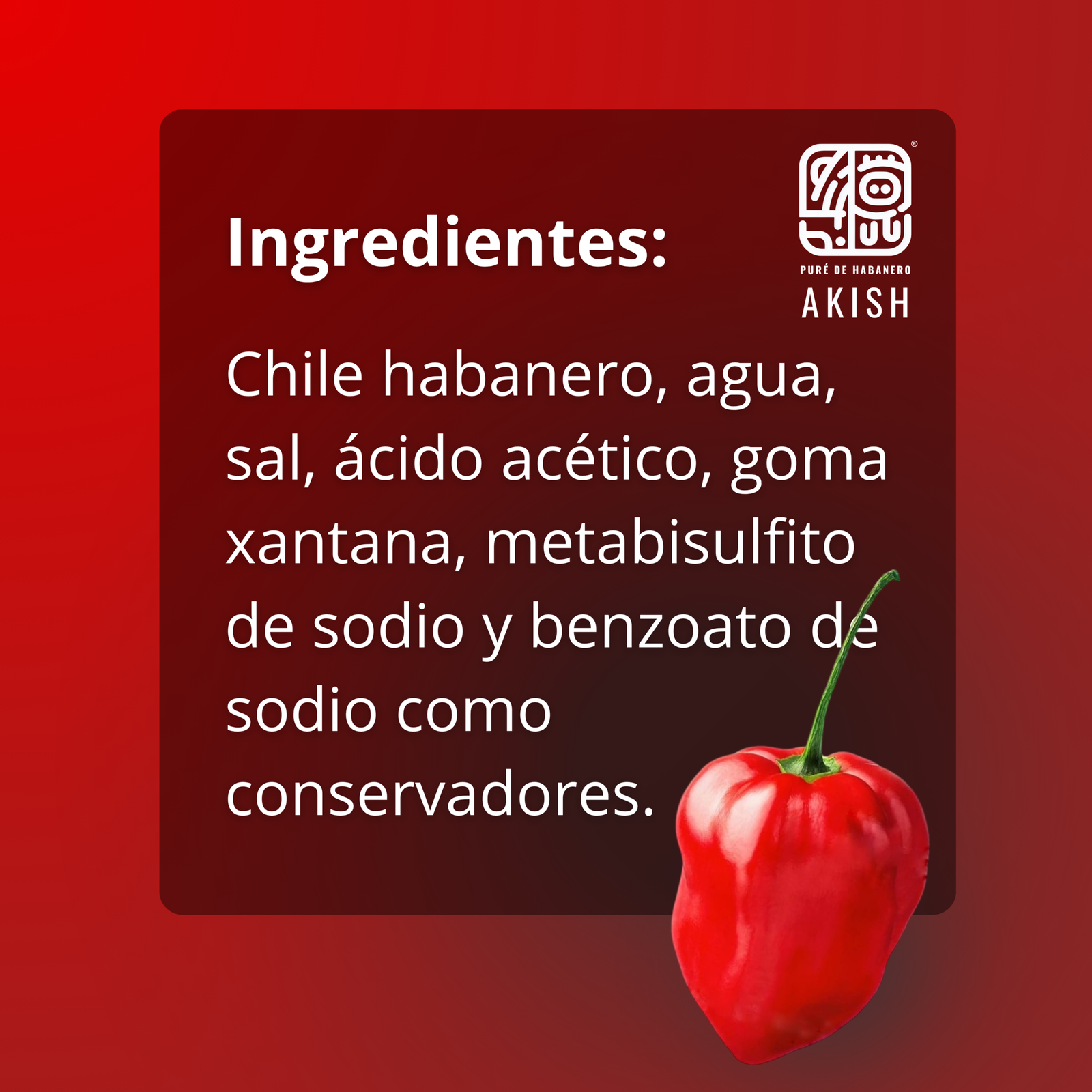 Puré de habanero Rojo - Ingredientes